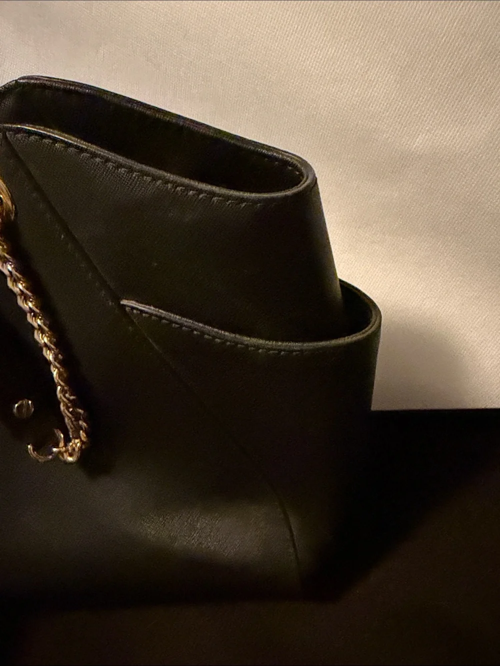Michael Kors Black Saffiano Tote with Gold Chain Detail